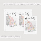 Unicorn Baby Shower Wish Cards for Baby Printable