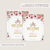 Unicorn Welcome Sign Editable Template for Birthday Party
