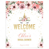 Unicorn Bridal Shower Welcome Sign Template by LittleSizzle