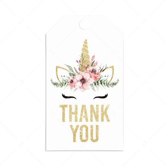 Gold unicorn thank you tags printable by LittleSizzle