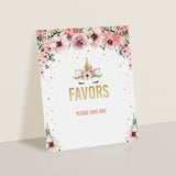 Favors table sign printable pink flowers by LittleSizzle