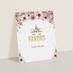Favors table sign printable pink flowers by LittleSizzle