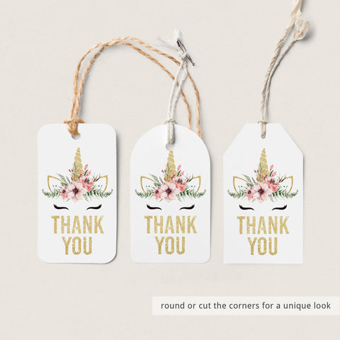 Unicorn Thank You Favor Tags printable | Instant download – LittleSizzle
