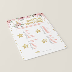 Baby Girl Shower Game What's In Your Purse Printable