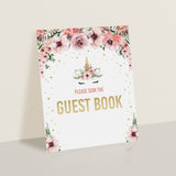 Please sign our guest book unicorn baby shower sign by LittleSizzle