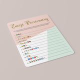 Baby Shower Emoji Pictionary Game Pink Mint and Gold