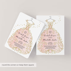 Blush and Gold Bridal Shower Invitations Card Template
