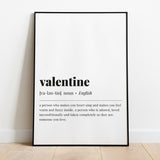 Valentine Definition Print Instant Download