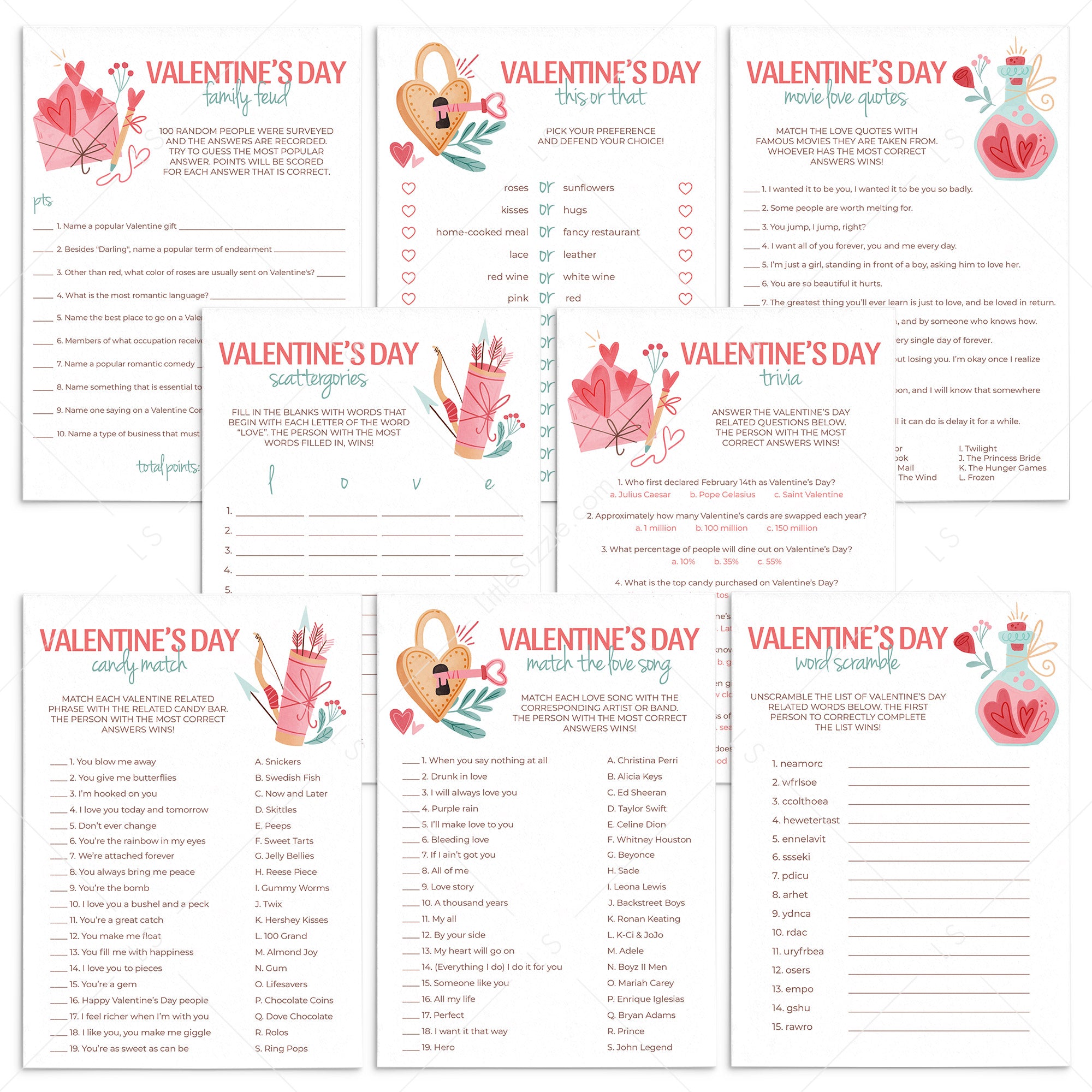 Printable Valentine's Day Games Bundle by LittleSizzle