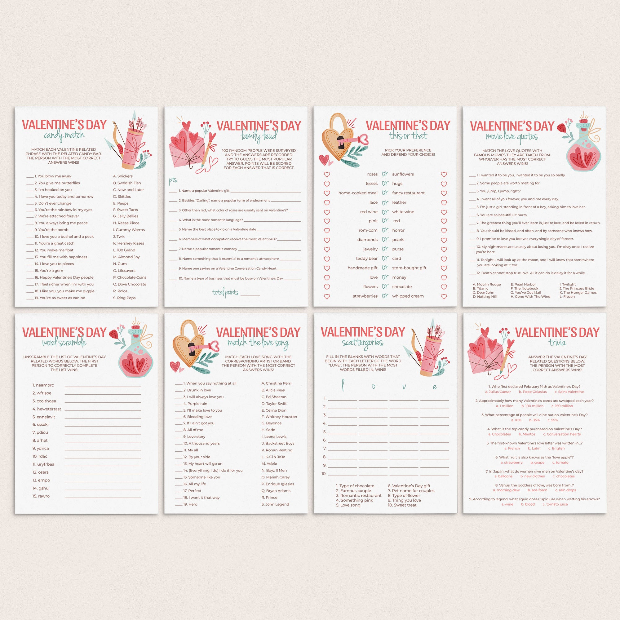 Printable Valentine's Day Games Bundle by LittleSizzle