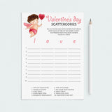 Valentine's Day Game Scattergories Instant Download by Littlesizzle