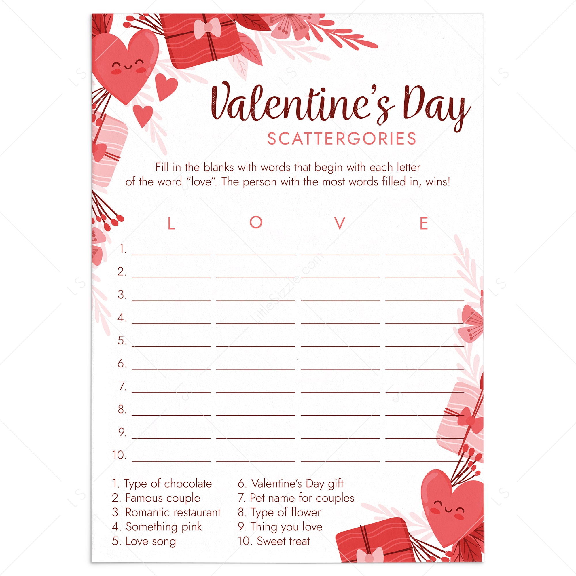 Valentine's Day Game for Couples Printable by LittleSizzle