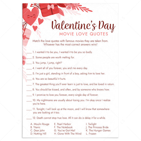 Valentine's Day Romantic Movies Trivia Questions and Answers – LittleSizzle