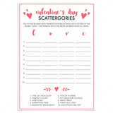 Printable and Virtual Valentine's Day Party Game Scattergories by LittleSizzle