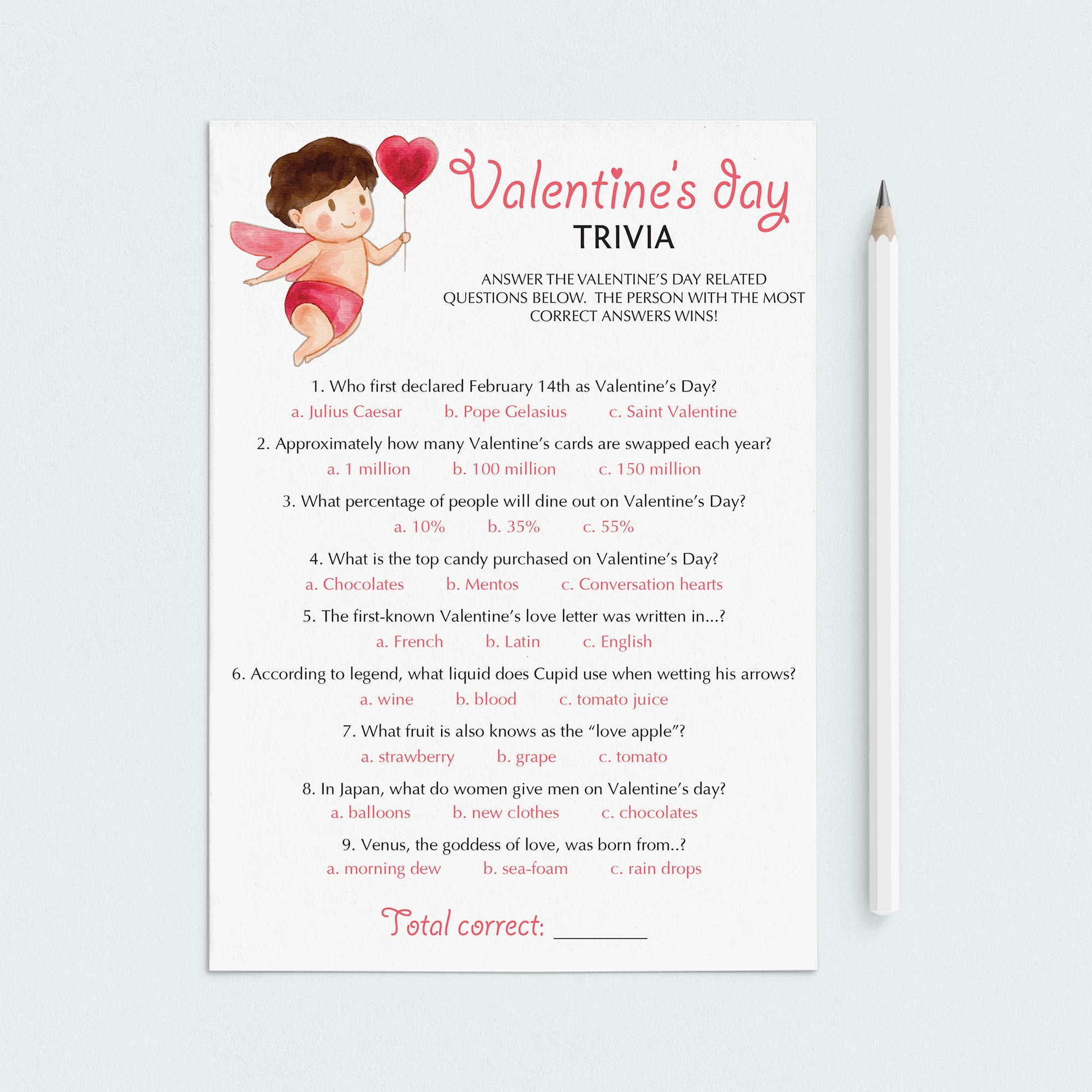Printable & Zoom Valentine's Day Trivia Quiz by LittleSizzle