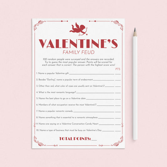 Valentines Family Feud Game with Answers Printable by LittleSizzle