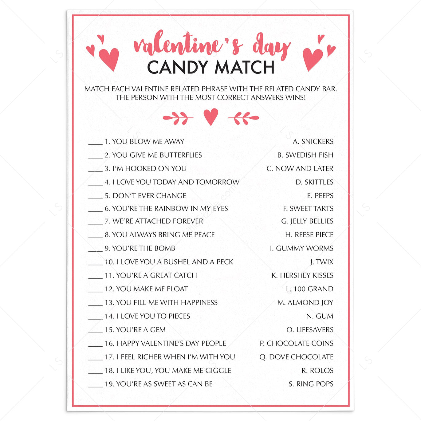Valentine's Day Games for Adults Virtual & Printable Files Instant