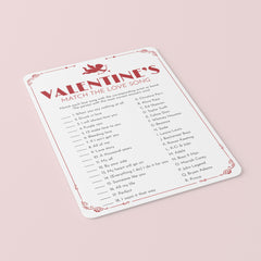 Valentines Love Song Match Game with Answer Key