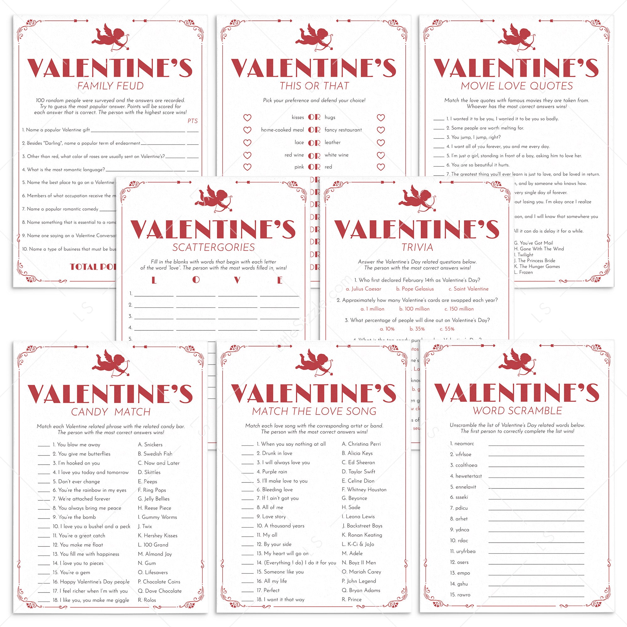 Valentines Games Bundle Printable Instant Download by LittleSizzle