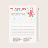 Printable Valentine Scattergories Game by LittleSizzle
