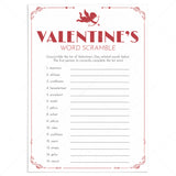 Kids Valentine's Day Game Printable Word Scramble by Littlesizzle