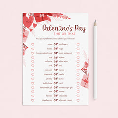 Valentine's Day This or That Questions Printable by LittleSizzle