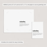 Valentine Definition Print Instant Download