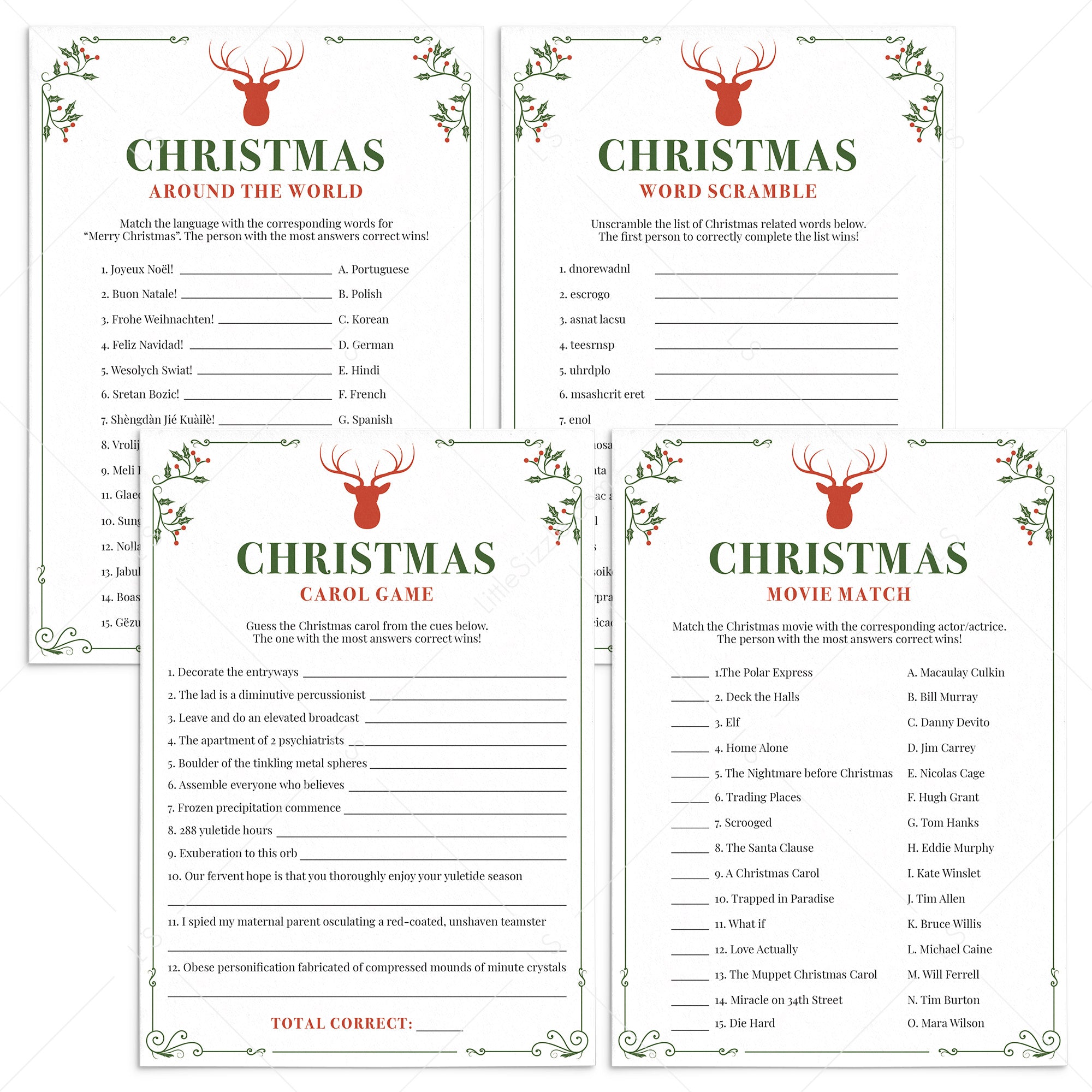 Christmas Office Party Games Bundle Printable by LittleSizzle