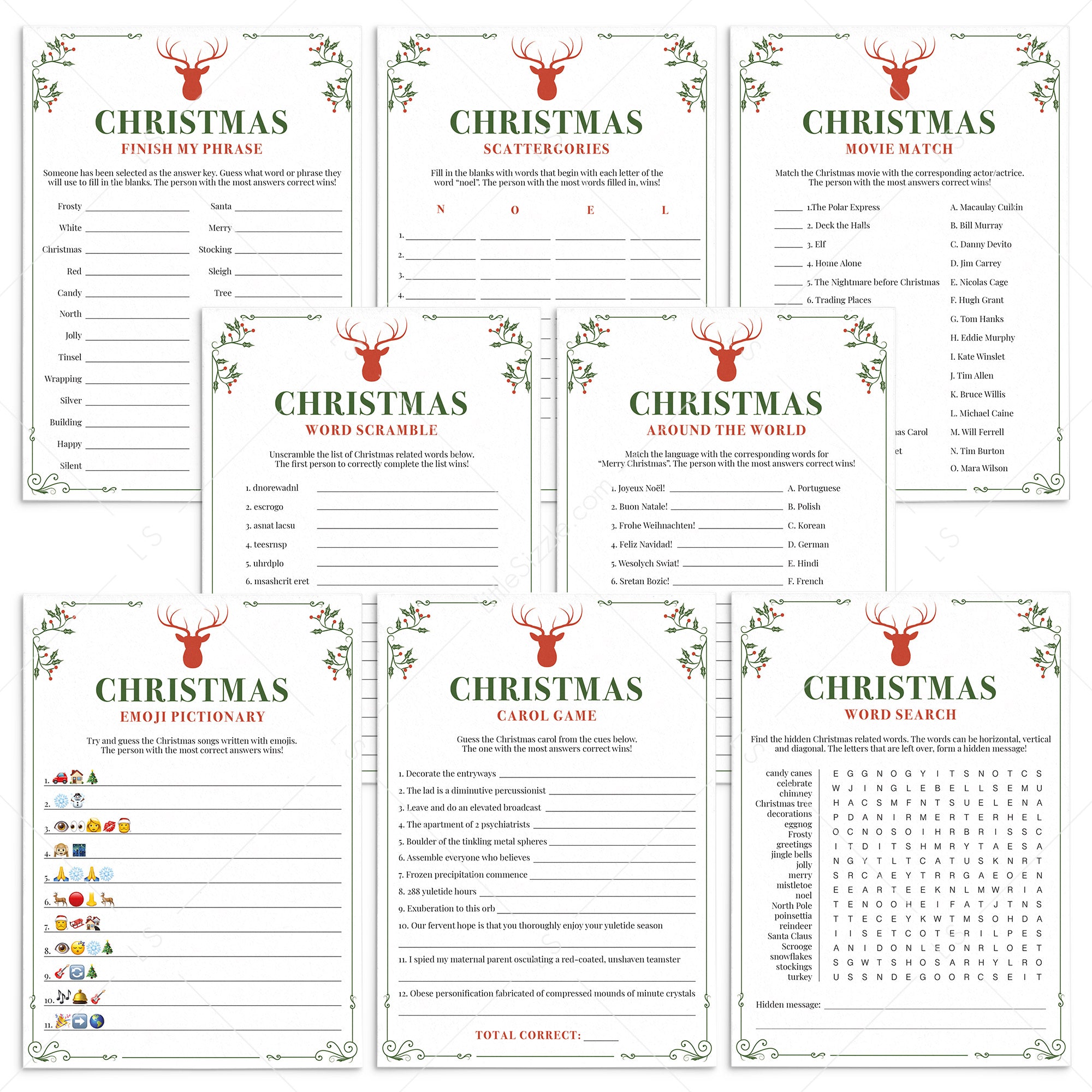 8 Popular Christmas Games to Print at Home by LittleSizzle