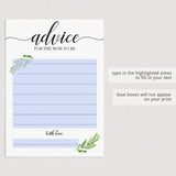 Greenery Baby Shower Advice Cards Printable and Virtual