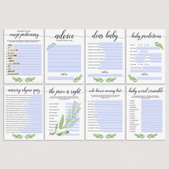 Virtual Baby Shower Game Bundle Greenery