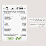 The Sweet Life Baby Shower Game Candy Bar Match Printable & Virtual