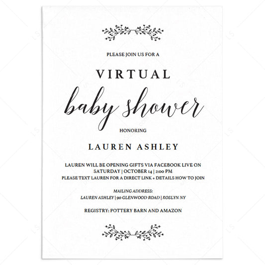 Virtual Baby Shower Invitation Template Instant Download by LittleSizzle