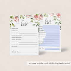 Virtual & Printable Baby Shower Games Bundle Watercolor Floral