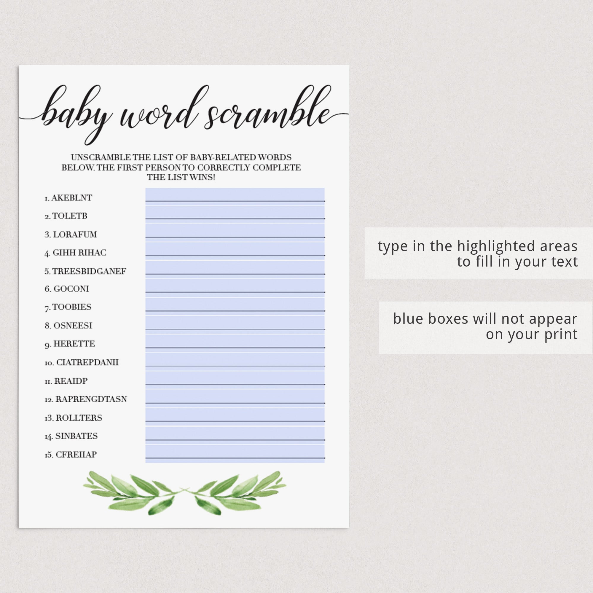 Virtual baby word scramble game download by LittleSizzle