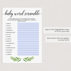 Virtual Baby Shower Game Bundle Greenery
