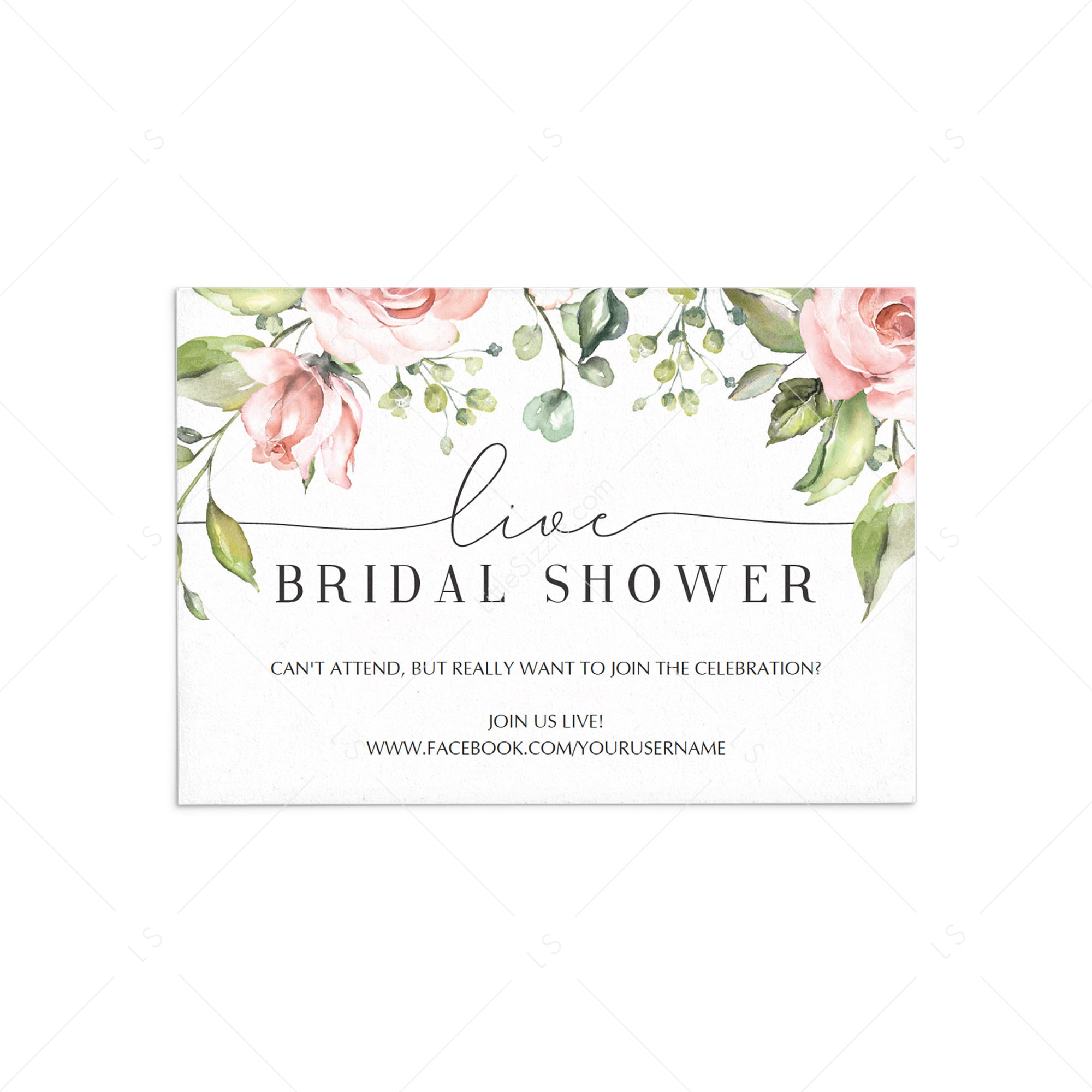Virtual Bridal Shower Insert Template Blush Floral by LittleSizzle