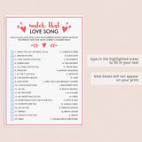 Printable & Virtual Match That Love Song Game Download