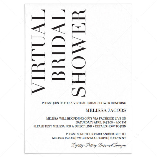 Virtual Bridal Shower Invite Editable Template by LittleSizzle