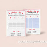 Printable and Virtual Scattergories Game for Galentine's Day Party