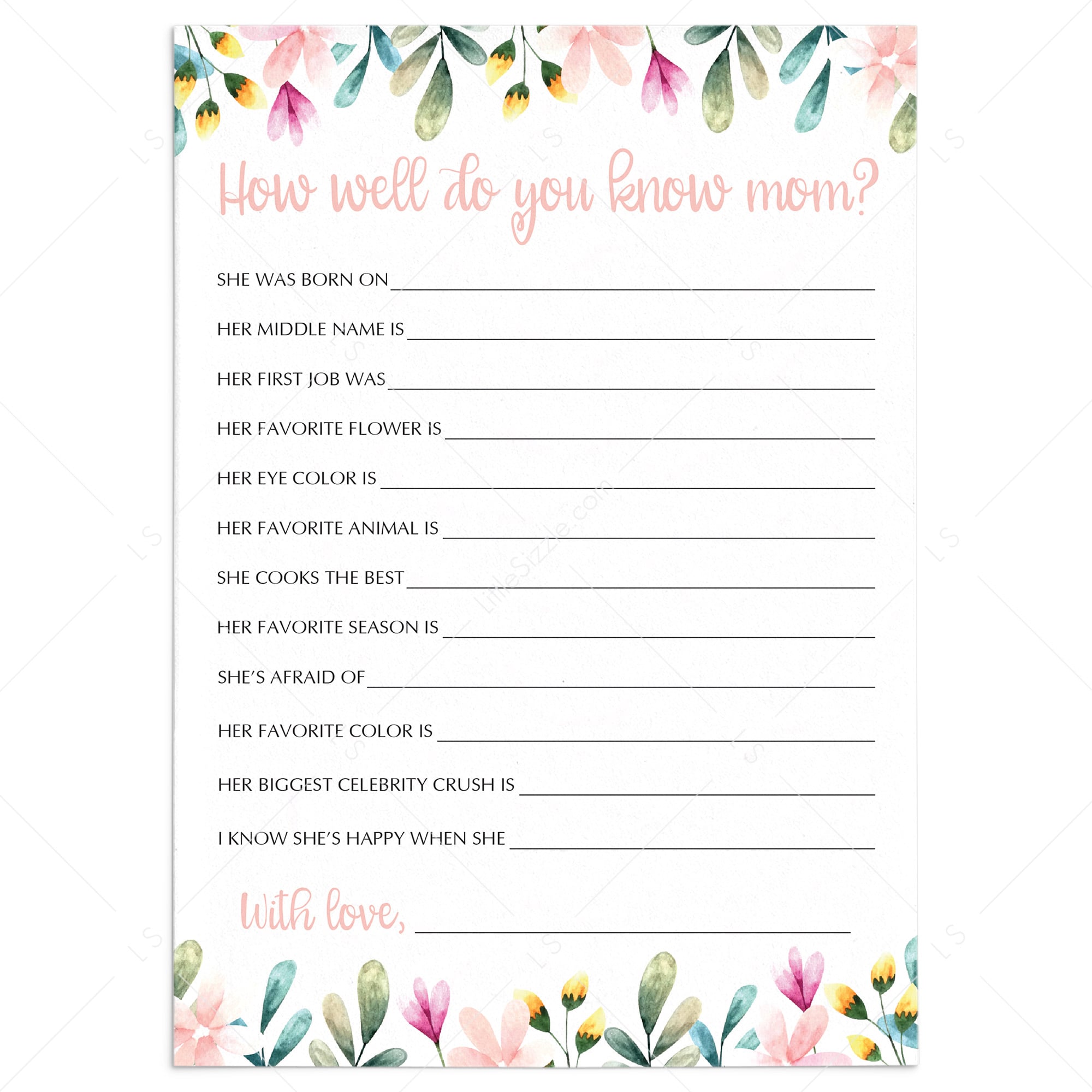 Who Knows Mom Best Mother's Day Activity Printable & Virtual by LittleSizzle