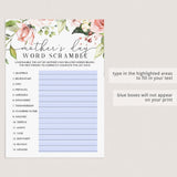 Virtual and Printable Mother's Day Game Word Scramble