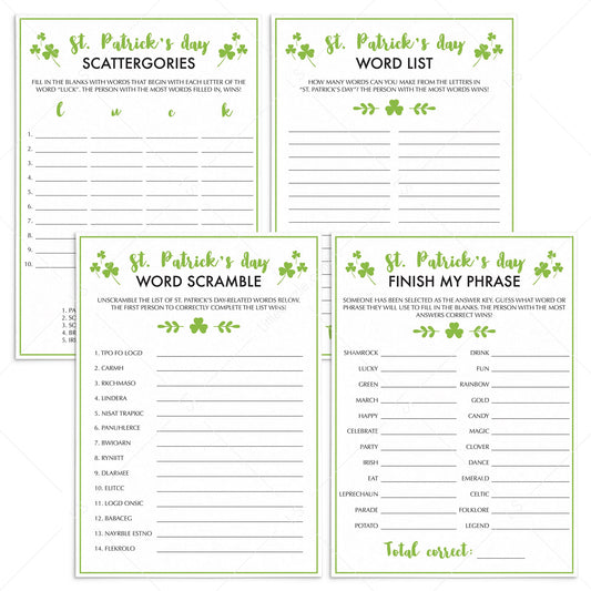 4 Saint Patricks Games For Kids & Adults To Print or Play Over Zoom by LittleSizzle