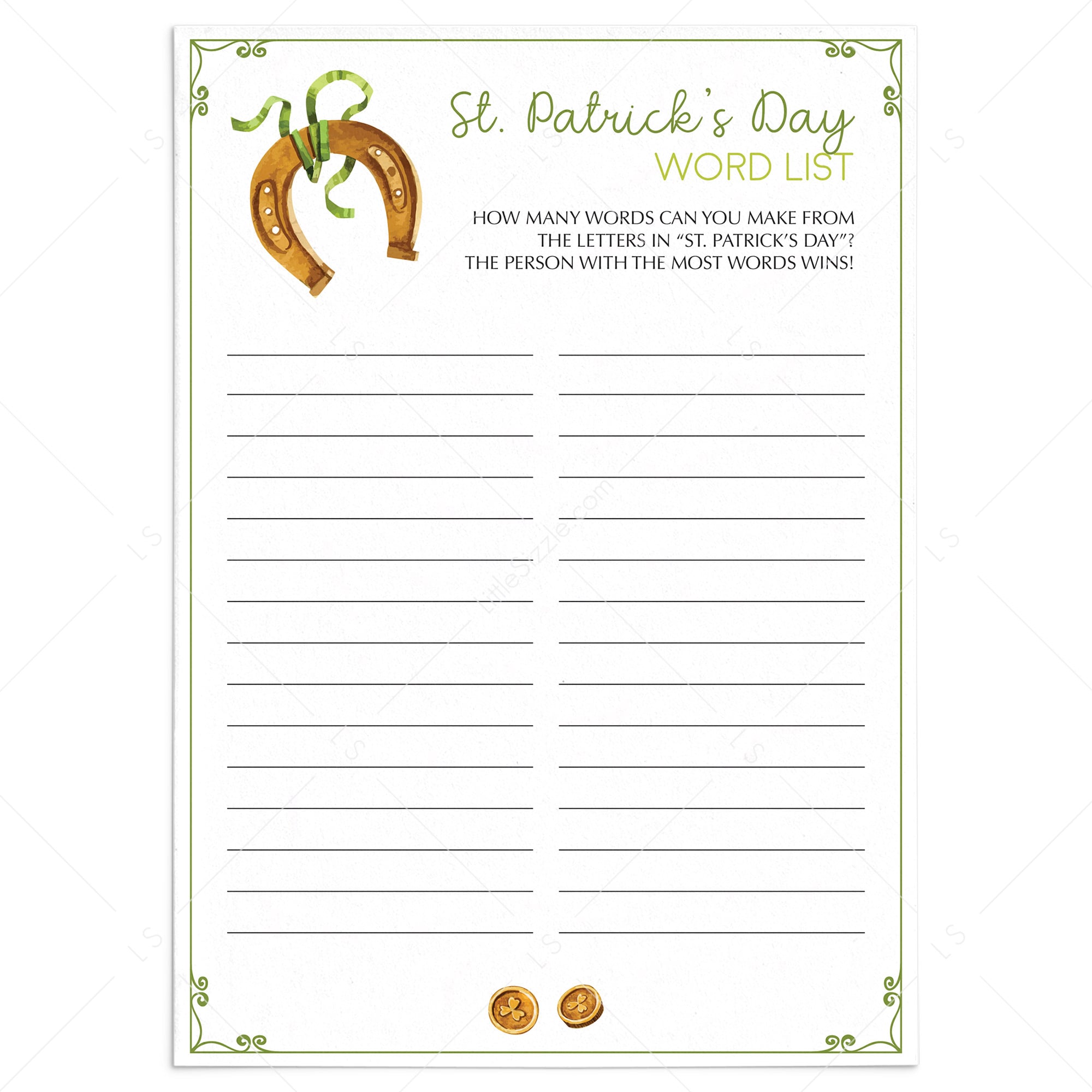 Easy St Patricks Day Game to Print or Play Over Zoom by LittleSizzle