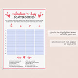Printable and Virtual Valentine's Day Party Game Scattergories