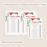 Christmas Baby Shower Game Template Mommy or Daddy
