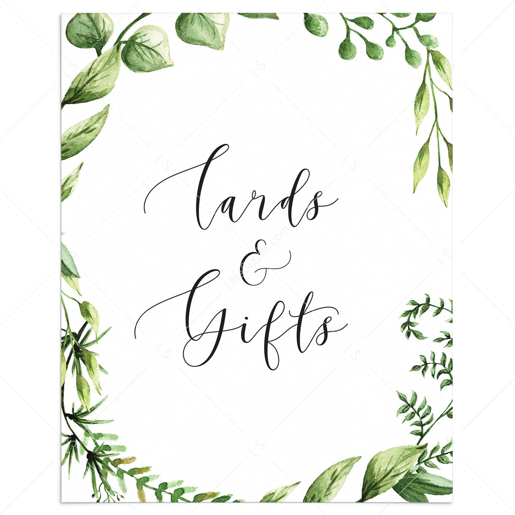 Greenery party decor printable Cards and Gifts table sign | Instant download – LittleSizzle greenery-party-decor-printable-cards-and-gifts-table-sign-instant-download-littlesizzle