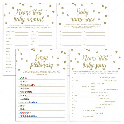 Printabe Baby Shower Games bundle Twinkle Twinkle theme Gold Confetti ...