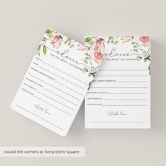 Bride and Groom Advice Cards Floral Wedding Keepsakes