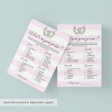 Printable Girl Baby Party Games Kit Pink and White